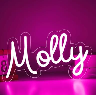 ATTNEON Large Molly Name Neon Sign,LED Molly Name Neon Light for Kids Bedroom,Molly Birthday Party Decoration,Neon Sign Customizable for Wall Decor,Girl Birthday Decor,Size 13.4 * 7.9 inches(JTLD095) - Image 9