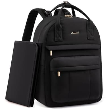 LOVEVOOK Puffer Diaper Bag Backpack, Lightweight 30L Baby Bag with Changing Pad, Large Diaper Backpack for Mom Dad with Stroller Buckles, Black - Image 1