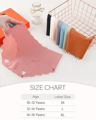 Adorel Teen Girls Seamless Underwear No Show Panties Tagless Pack of 6 Multicolor 12-14 Years (Manufacturer Size L) - Image 6