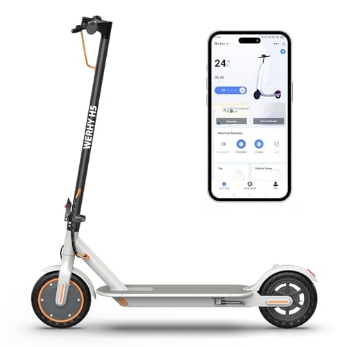 WERHY Electric Scooter for Adults, with 350W Powerful Motor, 12 Miles Range, 19 MPH Top Speed, with 8.5" Solid Tires, Foldable E Scooter with Dual Braking Systems and APP Control - Image 1