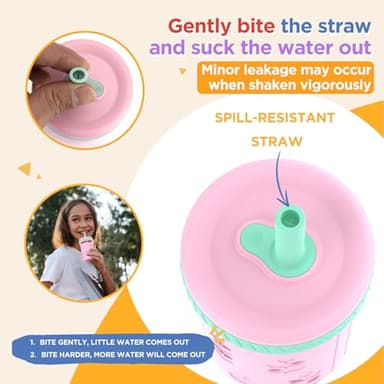Tronco 8 oz Glass Sippy Cup for Toddlers, Kids Mason Jar Smoothie Cup with Silicone Sleeves & Spill Resistant Flexible Straw, Snack Cup, BPA-Free, Dishwasher Safe - Image 6