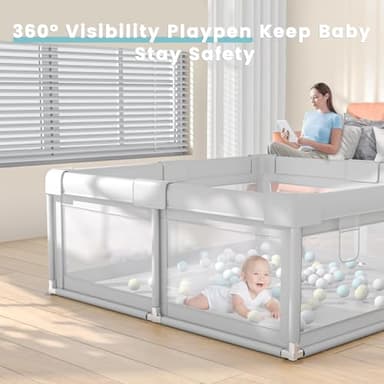 Hiaksedt Baby Playpen 50x50 Inch, Play Pens for Babies and Toddlers Baby Fence Play Yards for Indoor & Outdoor with Breathable Mesh Anti-Fall Playpen - Image 3