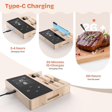 Smart Wireless Meat Thermometer with 2 Color-Coded Probes,Standalone Display Base, Accuracy ±1°F,Digital Bluetooth Thermometer for Cooking, Oven, Smoker, BBQ, Grill Real-Time Monitoring in App - Image 6