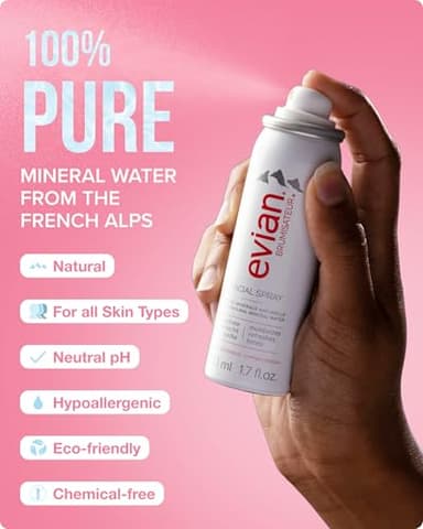 Evian Facial Spray 1.7 oz Travel Trio - Hydrating Mineral Water Mist for Face & Skin - Refreshes Makeup and Tones - TSA-Approved Mini Facial Spray to Hydrate and Refresh Skin Anywhere - Image 4