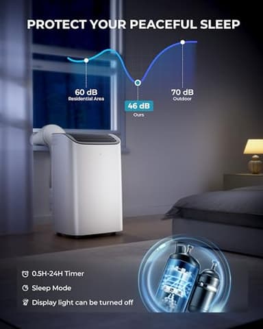 EUHOMY Portable Air Conditioners 12,000 Btu, 3 in 1 Portable Cooling AC with Dehumidifier, Fan Modes, Stand-up AC Unit with 46dB Low Noise & 24H Timer, Sleep Mode for Bedroom, Rooms up to 550 Sq.Ft - Image 6