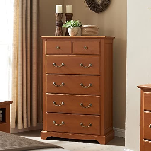 T4TREAM 6 Drawers Dresser Chests for Bedroom, 48" Tall Rustic Chset of Drawers, Wood Dressers Organizer for Bedroom, Living Room,Hallway, Cherry - Image 1