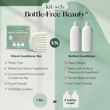 Kitsch Rosemary & Biotin Volumizing Hair Conditioner Bar for Hair Growth & Thickening – Hydrating & Cleansing Hair Conditioner for Women & Men - Paraben, Silicone & Sulfate Free - Made in USA - 2.7 oz - Image 5