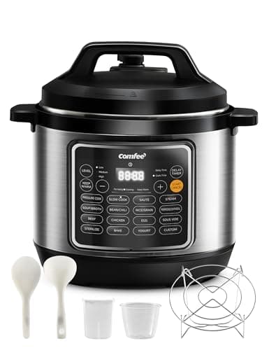 COMFEE’ Pressure Cooker 8 Quart with 16 Cooking Functions, Olla de Presion Non-Stick Pot Yogurt Maker Rice Cooker Slow Cooker Sauté Steamer, Healthy Ceramic Inner Pot - Image 1