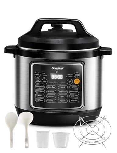 COMFEE’ Pressure Cooker 8 Quart with 16 Cooking Functions, Olla de Presion Non-Stick Pot Yogurt Maker Rice Cooker Slow Cooker Sauté Steamer, Healthy Ceramic Inner Pot - Image 1