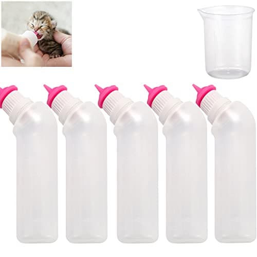 Xuandea 5Pcs Pink Mini Pet Feeding Silicone Nipple with Bottle for Puppy Cat or Other Pets - Image 1