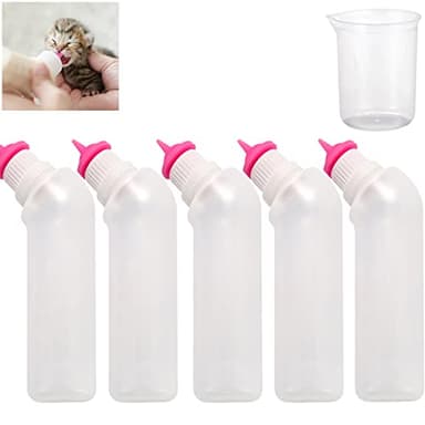 Xuandea 5Pcs Pink Mini Pet Feeding Silicone Nipple with Bottle for Puppy Cat or Other Pets - Image 1