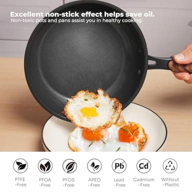ZHANG XIAO QUAN SINCE 1628 Non Toxic Stainless Steel Pan, 8 Inch Nonstick Egg Frying Skillet, 8 Inch Ceramic Coating Small Egg Frying Pan, Works on Induction, Electric Stove and Gas Cooktops - Image 5