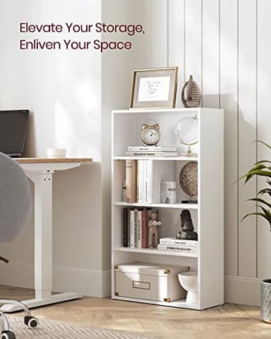 VASAGLE CUSTOS Collection - Bookshelf, 4-Tier Bookcase, Book Shelf, Open Storage Shelf, 9.4 x 23.6 x 42.4 Inches, for Living Room, Home Office, Dinning Room, Cloud White ULBC164T14 - Image 4