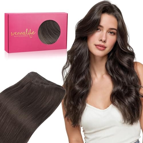 WENNALIFE Sew in Hair Extensions Real Human Hair, 18 Inch 90g Dark Brown Machine Weft Remy Hair Hand Tied Weft Straight Extensiones De Cabello Hmano