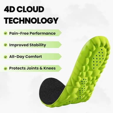 SolaraPickleball Insoles for Women Men, 4D Cloud Comfort Breathable Cushion Memory Foam Shoe Inserts Pickle Ball (1 Pair, Men 9.5-10.5/ Women 10.5-11.5) - Image 2