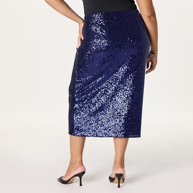 The Drop Women's Bianca Sequin Midi Skirt, Navy, XXS - Image 6