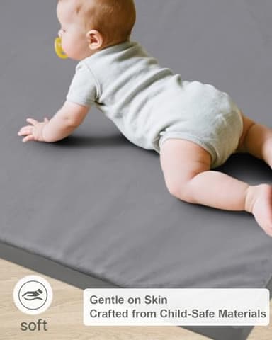 Baby Play Mat for Floor,1.3"Thick Padded Foam 50x50 playpen mat,Soft Velvet&Non-Slip Leather,Removable&Washable Cover,Nursery Rug for Baby Crawling,Toddlers,Infants,kids,Yoga,Tatami,Grey - Image 6
