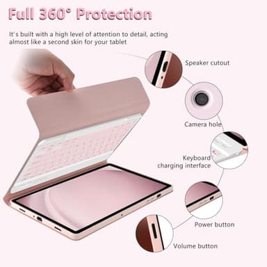 MMK Galaxy Tab A9 Plus Case with Keyboard, Samsung A9 Plus Tablet Case Keyboard (11" 2023, SM-X210/X216/X218), Wireless Detachable-Gentle Mousse Pink - Image 6