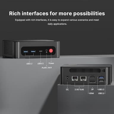 BOSGAME P3 Mini PC Desktop Computers, AMD Ryzen 9 6900HX, 32GB DDR5, 1TB PCIe 4.0 SSD, Win 11 Pro, Dual LAN 2.5G/Wi-Fi 6E/BT5.2, 4K Triple Display, Compact Silent PC for Gaming, Office, Design - Image 8