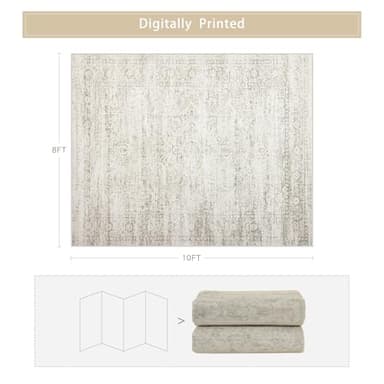 Srugn Washable Rugs 8x10 Area Rugs for Living Room,Ultra Soft Faux Wool Retro Rugs for Bedroom,Dining Room,Non Slip&Non-Shedding Low Pile Vintage Print Rug Indoor Large Carpets for Home Office Decor - Image 2