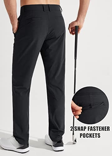 Libin Mens Golf Pants Classic Fit Stretch Work Dress Pants 32" Quick Dry Lightweight Business Casual Trousers Comfort Water Resistant, Black, 38W x 32L - Image 2