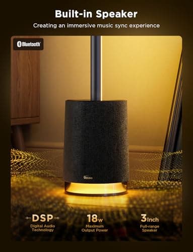 Govee Floor Lamp Pro, RGBICWW LED Lamp with Bluetooth Speaker and White Noise, 2100 Lumens Standing Lamp, Works with Matter, 16 Million Colors, Music Sync, Floor Lamp for Bedroom, Living Room - Image 2