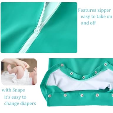 UMELOK Newborn Boys UPF 50+ Sun Protectied Swimsuit with Snap Bottom (Green,whale 0-3 months) - Image 5