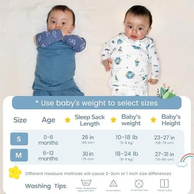 ZIGJOY Sleep Sack Swaddle 0.5 TOG Baby Wearable Blanket 100% Cotton Baby Swaddle Blanket for Newborns 0-6 Months for Boy Girl, Blue&Space - Image 7