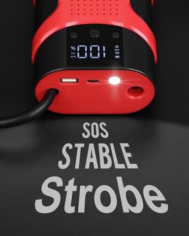 Ooklee Portable Car Jump Starter with Air Compressor 150PSI Tire Inflator Portable Air Compressor,12V 3000A Car Battery Jump Starter Battery Pack with LED Display and Lights, Output and Input Power - Image 5