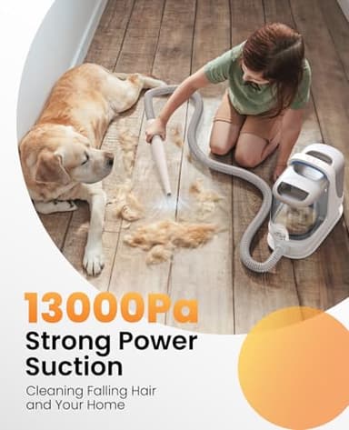 oneisall Dog Grooming Vacuum, 13000Pa Powerful 3L Dust Cup Pet Grooming Vacuum with Dog Clippers & Shedding Brush 7 Dog Grooming Kit, 3L Dust Cup, Super Quiet, 3 Suction Levels, BM3 - Image 3