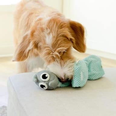 everyday joy Crinkle Dog Toy Plush Toy - Long Tug-of-War Squeaky Dog Toy Boredom Buster Toys with Snack Pockets - Mentally Stimulating Toys for Dogs Small, Medium, Large - Rhino (Rhino) - Image 6