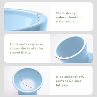 CEEFU Extra Wide Elevated Ceramic Cat Food Bowl - 6.2" Shallow Dish for Whisker Fatigue Relief, 5" Height for Easy Feeding, Lead & Cadmium Free, Durable Raised Cat Food Bowls, Blue - Image 6