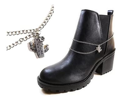 Cactus Boot Jewelry Charm Bracelet Half Drape Chain Adjustable Size 15 Inch Plated Silver Weatherproof - Image 9