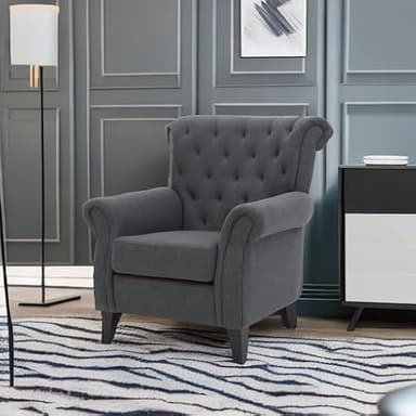 Christopher Knight Home Merritt Fabric Tufted Chair, Dark Grey - Image 6