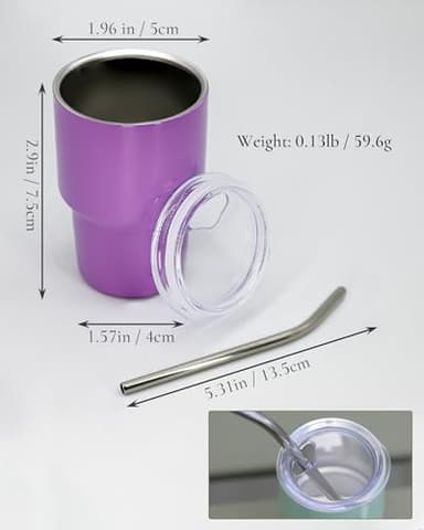 UIRZOTN 3oz Mini Tumbler Shot Glass with Straw and Lid, 12 Pack Stainless Steel Sublimation Shot Glasses for Wedding Party Whiskey Cocktail Bar with Straw and Lid - Image 7