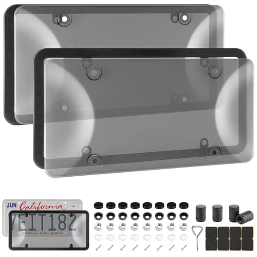 Alpmosn License Plate Covers & Frames Combo, License Plate Cover with Screw Washers and Cap, Car Exterior Accessories Black (2-Pack) - Image 1