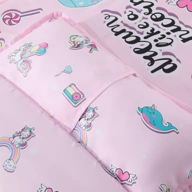 beeweed Toddler Nap Mat, Rollup Design Kid Sleeping Mat with Removable Pillow & Minky Blanket, Toddler Sleeping Bag for Daycare Preschool Travel Camping, Pink Unicorn - Image 3