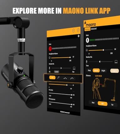 MAONO Dynamic Microphone, USB/XLR Podcast PC Microphone with Software, EQ,Tap-to-Mute, Headphone Jack, Gain Knob & Volume Control, Studio Mic for Broadcast, Recording, Streaming & Gaming (PD400X) - Image 4