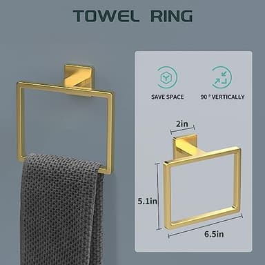 Dorudon atrox 7 Piece Gold Bathroom Hardware Set with Brushed Gold Bathroom Accessories - Square 2 Towel Bars Towel Rack Stainless Steel 23-Inch - Image 4