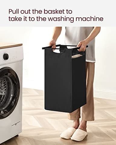 VASAGLE Laundry Hamper, Laundry Basket, Laundry Sorter with 2 Pull-Out and Removable Bags, Shelf, Metal Frame, 2 x 12.1 Gallons (46 L), 28.8 x 13 x 28.4 Inches, Ink Black and Rustic Brown UBLH201B01 - Image 8
