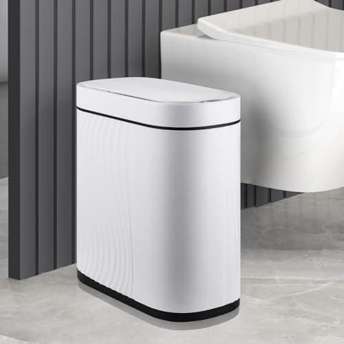 SYNCVIBE Bathroom Trash Cans with Lid 2 Gallon Automatic Trash Can, Small Motion Sensor Garbage Can, Slim Smart Trash Bin, Waterproof Plastic Garbage Bin for Bathroom, Bedroom, Living Room, Kitchen - Image 1