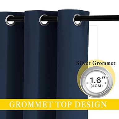 NICETOWN Navy Blue Blackout Room Divider Curtains 144 inch Length, Grommet Energy Saving Thermal Drapes Sound Reducing Window Treatments for Living Room, 1 Panel, W80 x L144 - Image 3