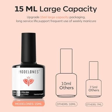 modelones Peach Gel Nail Polish, 15 ML Carly Coral Orange Color Fall Gel Polish Soak Off Led Autumn Nail Art Gel Manicure Salon DIY Gifts - Image 5