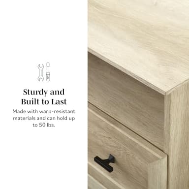 Walker Edison Clyde Classic Rustic 2-Drawer Open-Cubby Nighstands End Side Tables Living Room Bedroom Storage, Set of 2, White Oak - Image 4
