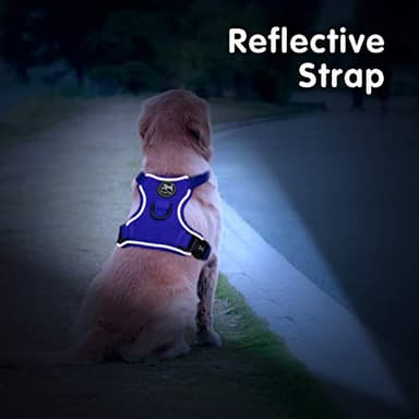 PoyPet Reflective Soft Breathable Mesh Dog Harness Choke-Free Double Padded Vest with Adjustable Neck and Chest(Royal Blue,XS) - Image 6