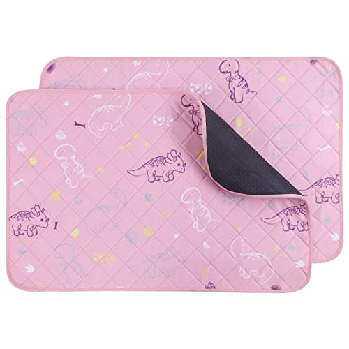 IEUUMLER Washable Pee Pads for Dogs, 2 Pack Non-Slip & Waterproof Pack Whelping Pad, Reusable Washable Puppy Potty Training Pad with Fast Absorbent for Playpen EU007 (Pink Dinosaur, 48"X30"-2pcs) - Image 1