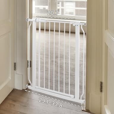 ELEVON Baby Gate for Stairs Doorways, Safety Pet Gate with Auto-Close/Hold-Open Features, Fits Openings 29.1” to 33.8”, 30” Tall, Easy Pressure Mounted Walk Through Baby Dog Gate, White - Image 5