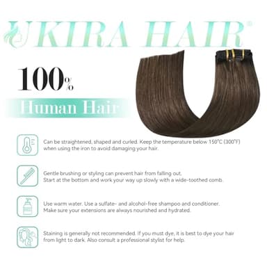 Ukira Brown Clip in Hair Extensions Real Human Hair, 22 Inch 75g Medium Brown Human Hair Clip in Extensions, Soft Straight Remy Human Hair Clip ins for Women Chocolate Brown Hair Extensions - Image 9