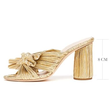 MUCCCUTE Women's Bow Knot Heeled Sandals Ankle Buckle Strap Chunky Heeled Open-toe Comfortable Wedding Party Fashion Heeled - Image 2