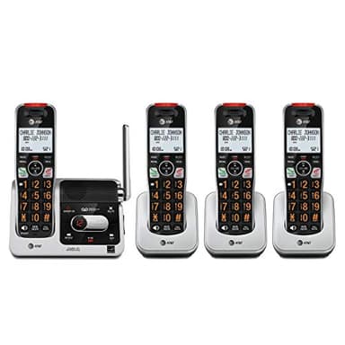 AT&T BL102-4 DECT 6.0 4-Handset Cordless Phone for Home with Answering Machine, Call Blocking, Caller ID Announcer, Audio Assist, Intercom, and Unsurpassed Range, Silver/Black - Image 1
